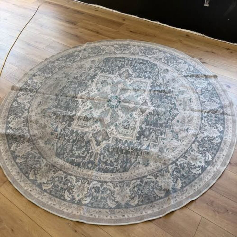 Ruggable Hendesi Heriz Abalone Flatwoven Rug round with pad 8’